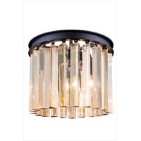 Elegant Lighting 1208F12Mb-Gt-Rc 12 Dia X 13 H In Sydney Flush Mount - Mocha Brown, Royal Cut Golden Teak Crystals