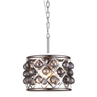 Elegant Lighting 1214D12Pn-Ss-Rc 12 Dia X 9 H In Madison Pendant Lamp - Polished Nickel- Royal Cut Silver Shade Grey