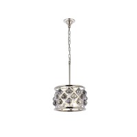 Elegant Lighting 1214D12Pn-Ss-Rc 12 Dia X 9 H In Madison Pendant Lamp - Polished Nickel- Royal Cut Silver Shade Grey