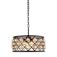 Elegant Lighting 1214D20Mb-Gt-Rc 20 Dia X 9 H In Madison Pendant Lamp - Mocha Brown- Royal Cut Golden Teak Smoky