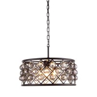 Elegant Lighting 1214D20Mb-Ss-Rc 20 Dia X 9 H In Madison Pendant Lamp - Mocha Brown- Royal Cut Silver Shade Grey