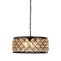 Elegant Lighting 1214D25Mb-Gt-Rc 25 Dia X 105 H In Madison Pendant Lamp - Mocha Brown- Royal Cut Golden Teak Smoky