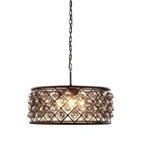 Elegant Lighting 1214D25Mb-Ss-Rc 25 Dia X 105 H In Madison Pendant Lamp - Mocha Brown- Royal Cut Silver Shade Grey