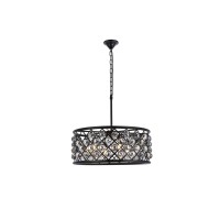 Elegant Lighting 1214D25Mb-Ss-Rc 25 Dia X 105 H In Madison Pendant Lamp - Mocha Brown- Royal Cut Silver Shade Grey