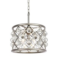 Elegant Lighting 1213D12Pn-Rc 12 Dia X 9 H In Madison Pendant Lamp - Polished Nickel- Royal Cut Crystal Clear