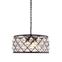 Elegant Lighting 1213D20Mb-Rc 20 Dia X 9 H In Madison Pendant Lamp - Mocha Brown- Royal Cut Crystal Clear