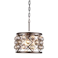 Elegant Lighting 1214D12Pn-Rc 12 Dia X 9 H In Madison Pendant Lamp - Polished Nickel- Royal Cut Crystal Clear