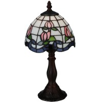 Meyda Tiffany 139081 14 X 7 In Roseborder Mini Lamp - Pink & Blue