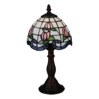 Meyda Tiffany 139081 14 X 7 In Roseborder Mini Lamp - Pink & Blue