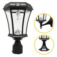 Gama Sonic Victorian Solar Outdoor Led Light Fixture, Bright-White Leds Gs-94Fpw - Pole/Post/Wall Mount Kit - Black Finish