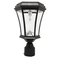 Gama Sonic Victorian Solar Outdoor Led Light Fixture, Bright-White Leds Gs-94Fpw - Pole/Post/Wall Mount Kit - Black Finish