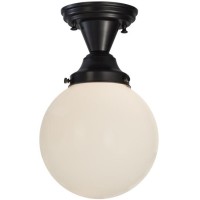 Meyda 143582 8 In Revival Schoolhouse White Globe Semi-Flushmount Craftsman