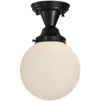 Meyda 143582 8 In Revival Schoolhouse White Globe Semi-Flushmount Craftsman