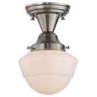 Meyda 143956 7 In Revival Schoolhouse With Emma Globe Semi-Flushmount White - Deco Revival Contemporary