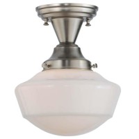 Meyda 143957 9 In Revival Schoolhouse With Traditional Globe Semi-Flushmount White