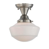 Meyda 143957 9 In Revival Schoolhouse With Traditional Globe Semi-Flushmount White