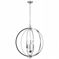 Dainolite Kar-246C-Pc 6 Light 24 In Chandelier With Crystal Studded Banding Polished Chrome