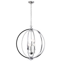 Dainolite Kar-246C-Pc 6 Light 24 In Chandelier With Crystal Studded Banding Polished Chrome