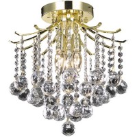 Living District Ld8200F12G 12 In Amelia 3 Lights Flush Mount Ceiling Light Gold