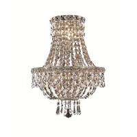 Elegant Lighting V2528W12C-Rc Tranquil 3 Light Wall Sconce, Royal Cut Crystals - Chrome