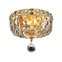 Elegant Lighting V2528F8G-Rc Tranquil 2 Light Flush Mount Royal Cut Crystals - Gold