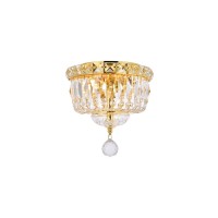 Elegant Lighting V2528F8G-Rc Tranquil 2 Light Flush Mount Royal Cut Crystals - Gold