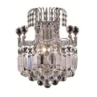 Elegant Lighting V8949W12C-Rc Corona 2 Light Wall Sconce Royal Cut Crystals - Chrome