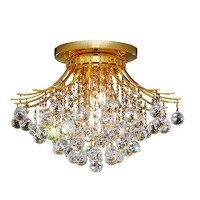 Elegant Lighting V8000F19G-Rc Toureg 6 Light Flush Mount Royal Cut Crystals - Gold