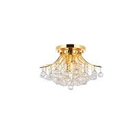 Elegant Lighting V8000F19G-Rc Toureg 6 Light Flush Mount Royal Cut Crystals - Gold