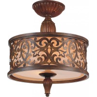 3 Light Drum Shade Flush Mount With Brushed Chocolate Finish