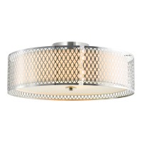 5 Light Drum Shade Flush Mount With Satin Nickel Finish