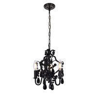 Karter Collection Pendant D9.5 H12.2 Lt:3 Polished Black Finish