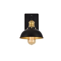 Anders Collection Wall Sconce D7.1 H8.3 Lt:1 Black And Brass Finish