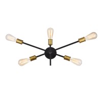 Axel Collection Wall Sconce D24.7 H9.9 Lt:5 Black And Brass Finish