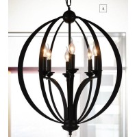 6 Light Up Chandelier With Black Finish