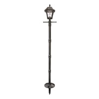 Gama Sonic Baytown Ii Bulb Solar Lamp Post Light Kit 77In Tall, Outdoor Single Black Resin And Clear Beveled Lens Post Lamp, Light Pole, Ez Anchor In-Ground Auger And Warm White Light 2700K (105Bsg01)