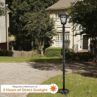 Gama Sonic Baytown Ii Bulb Solar Lamp Post Light Kit 77In Tall, Outdoor Single Black Resin And Clear Beveled Lens Post Lamp, Light Pole, Ez Anchor In-Ground Auger And Warm White Light 2700K (105Bsg01)