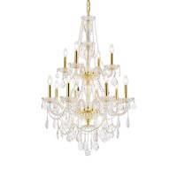 Elegant Lighting V7890D28G-Rc 41 X 28 In Giselle 12 Light Gold Chandelier - Royal Cut Crystals