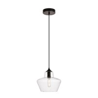 Placido Collection Pendant D9.8 H9.3 Lt:1 Black And Clear Finish