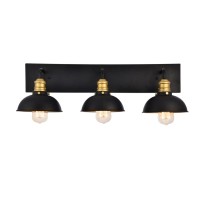 Anders Collection Wall Sconce D27 H8.3 Lt:3 Black And Brass Finish