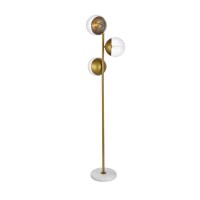 Eclipse 3 Lights Brass Floor Lamp With Clear Glass