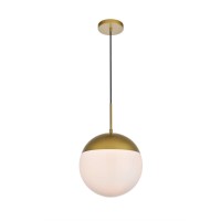 Eclipse 1 Light Brass Pendant With Frosted White Glass