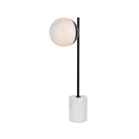 Eclipse 1 Light Black Table Lamp With Frosted White Glass