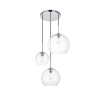 Baxter 3 Lights Chrome Pendant With Clear Glass