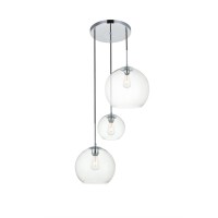 Baxter 3 Lights Chrome Pendant With Clear Glass