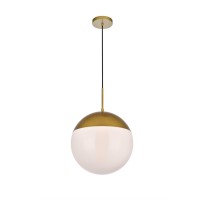 Eclipse 1 Light Brass Pendant With Frosted White Glass