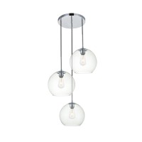 Baxter 3 Lights Chrome Pendant With Clear Glass