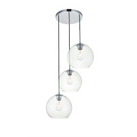 Baxter 3 Lights Chrome Pendant With Clear Glass