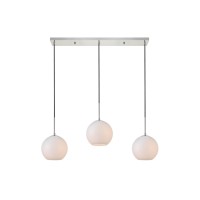 Baxter 3 Lights Chrome Pendant With Frosted White Glass