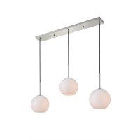 Baxter 3 Lights Chrome Pendant With Frosted White Glass